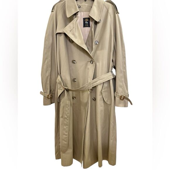 VINTAGE Hart Schaffner Marx Double-Breasted Men's Classic belted Trench 40L - Picture 1 of 13